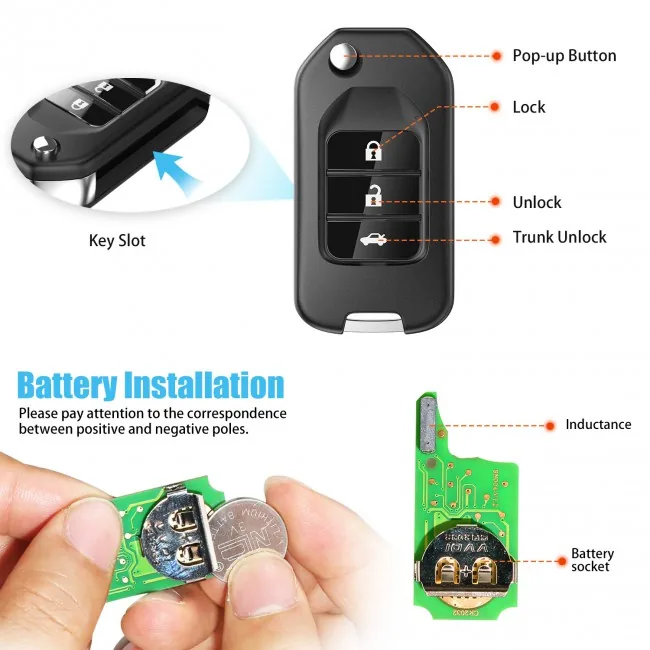 Xhorse XNHO00EN Honda Style Wireless Remote Key (3-Button) - Image 4