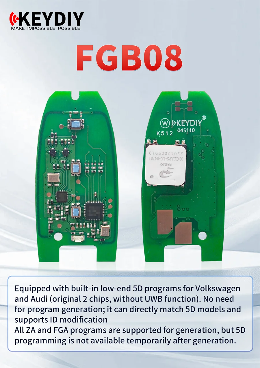 KEYDIY FGB08 PCB Key Board for Volkswagen & for Audi ZA & FGA Programming Work on MQB 5D