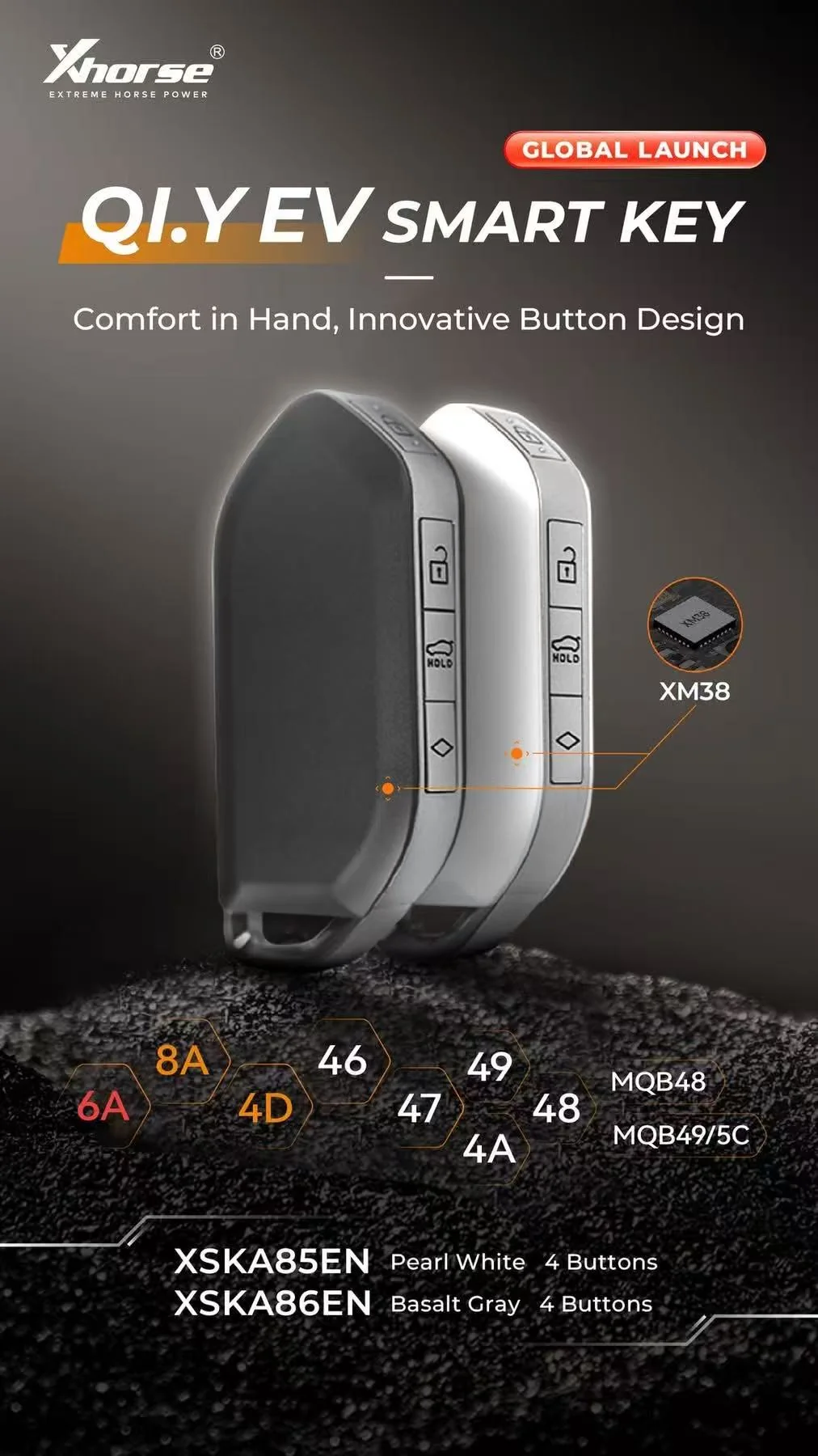 XHORSE XSKA85EN Pearl White 4 Buttons Smart key